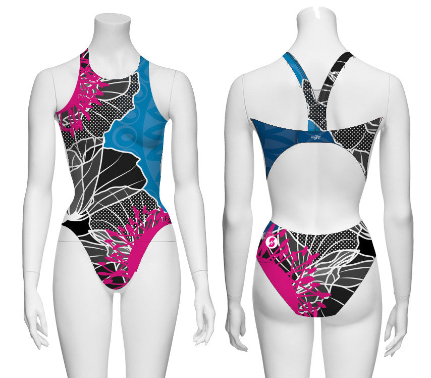 WOMEN'S BLUE POPPY BLADEBACK SWIMSUIT