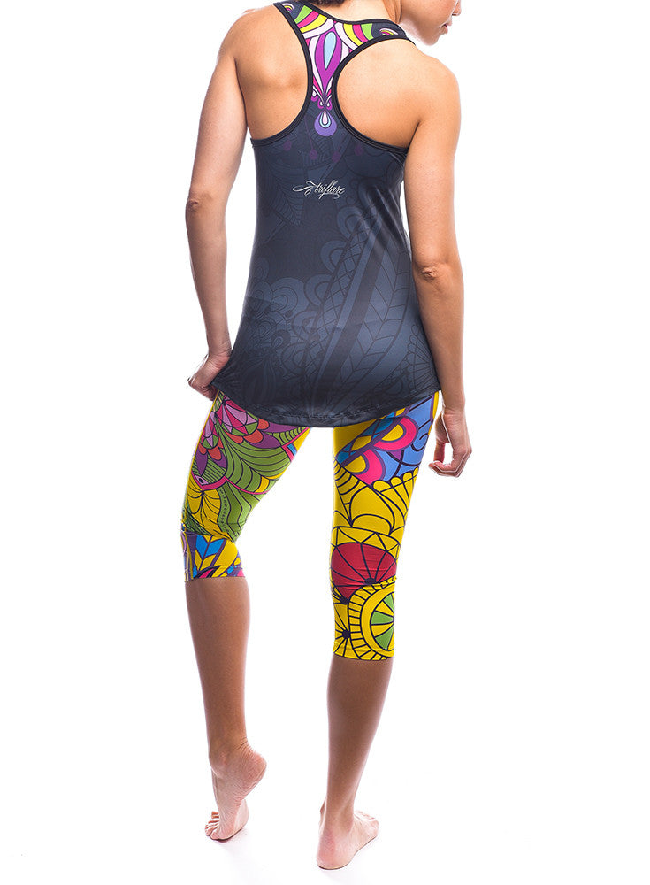 Yellow Paisley Splash Long Tank