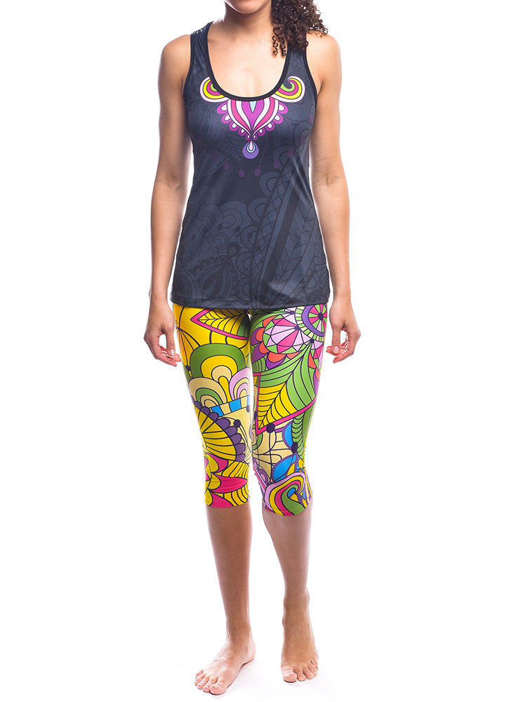 Yellow Paisley Splash Long Tank