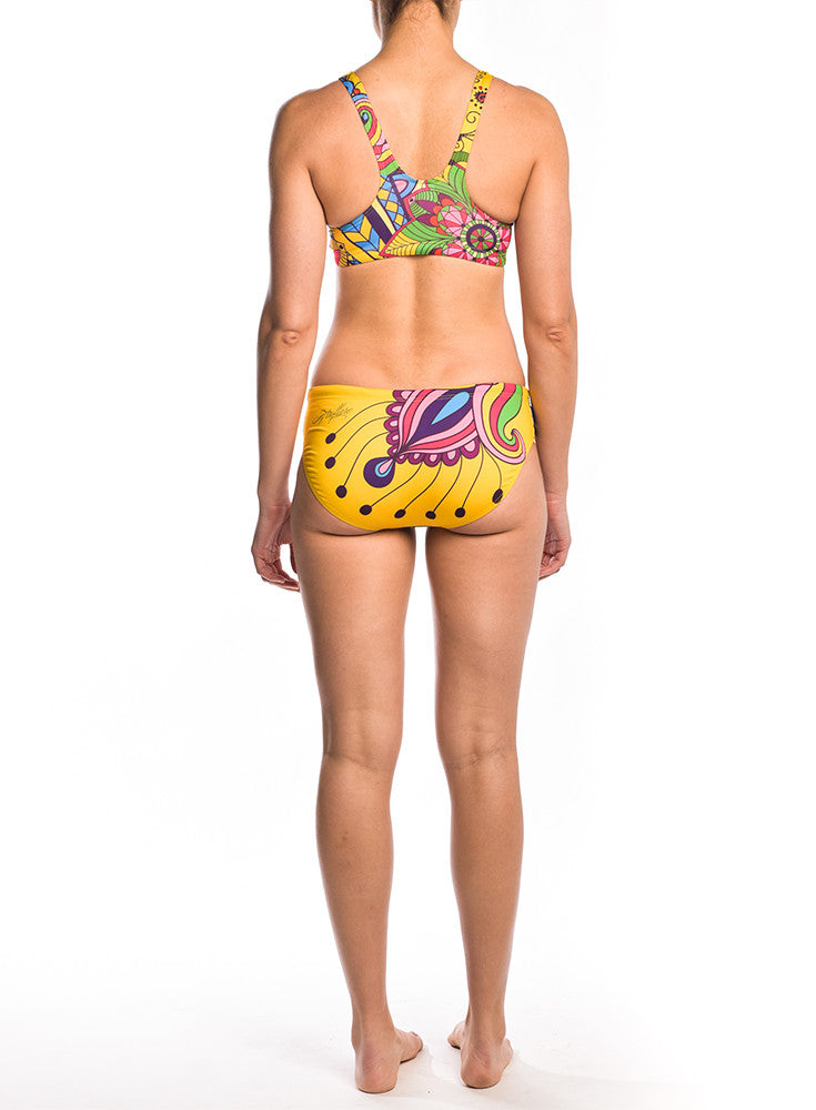 Yellow Paisly Sport Bikini Top