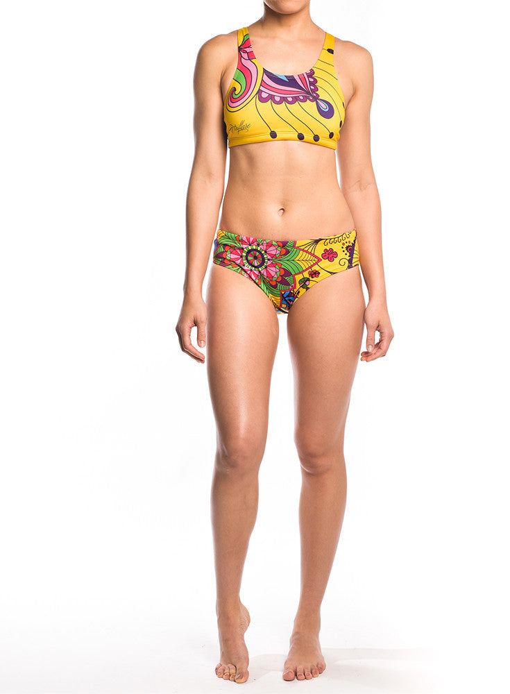 Yellow Paisly Sport Bikini Top